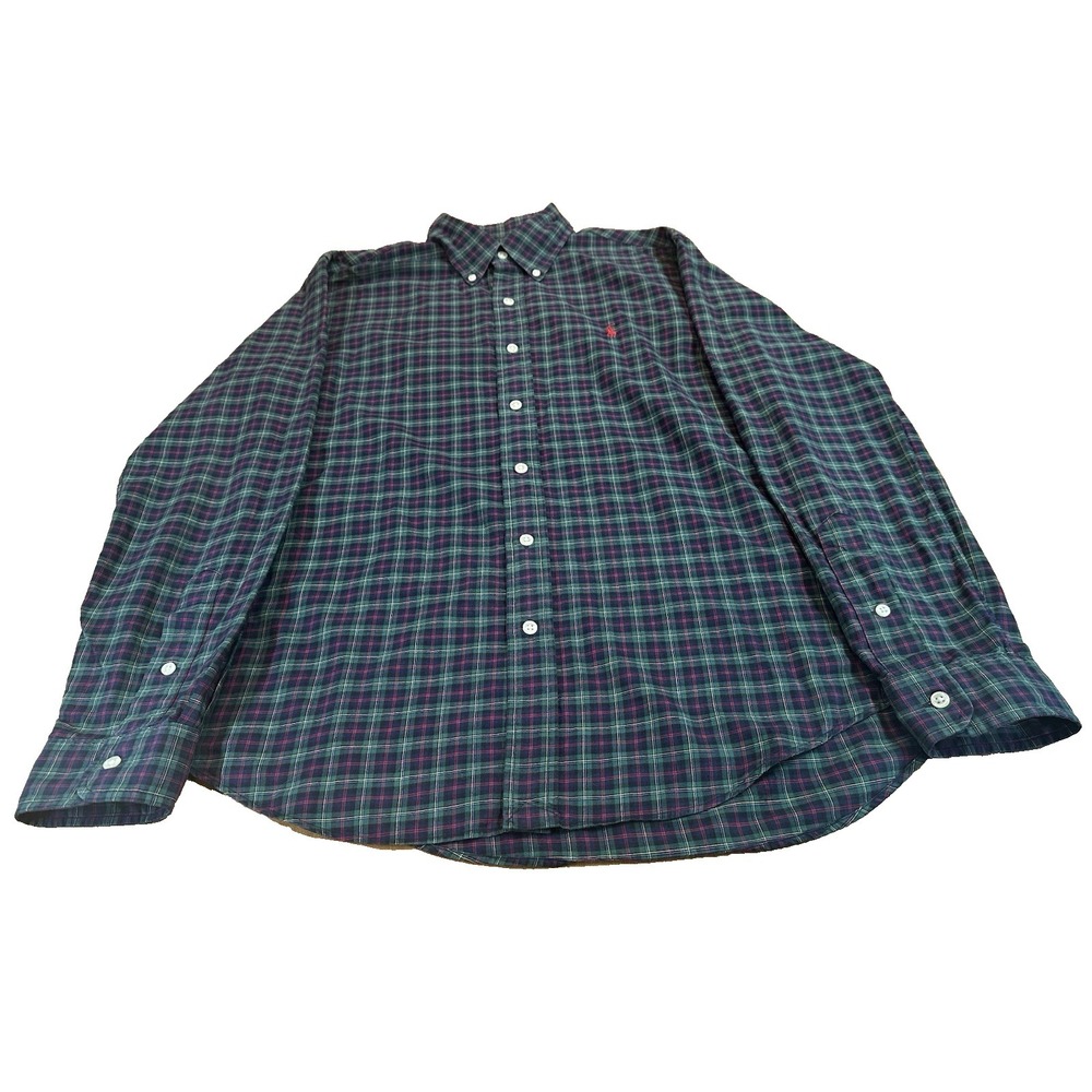 Ralph‎ Lauren Mens Slim Fit Button Down Pony Plaid Long Sleeve Shirt Size M